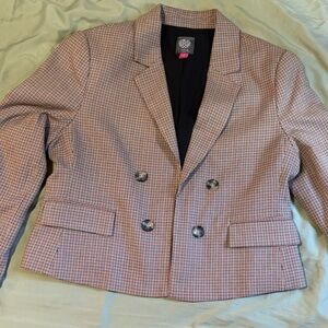 Vince Camuto Houndstooth Blazer in Black and Tan